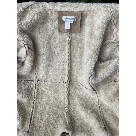 Penny Lane Vintage Y2K 90s Faux Suede & Shearling Tan Boho Coat Size 2X Retro - Picture 7 of 13